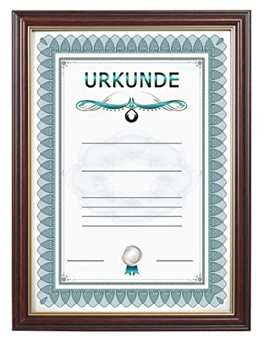 IDEAL TREND Prestige Frame Hochwertiger Rahmen für anspruchsvolle Dokumente Urkunden und Fotos: Farbe: Mahagoni | Format: A4