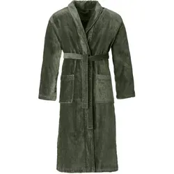 Vossen Unisex-Bademantel Feeling-L XL - Bademantel aus 100% Baumwolle in mud green, mit schickem Schalkragen und einem hohen Flächengewicht von 370 g/m² für ultimativen Komfort und Wärme.