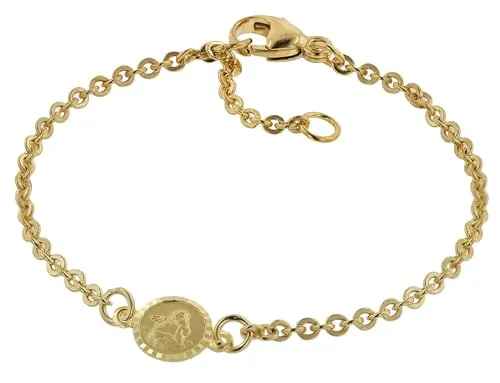 trendor Gliederarmband für Babys 333 Gold mit Engel-Plakette - Gliederarmband für Babys aus 333 Gelbgold, 14 cm lang, mit einer bezaubernden Engel-Plakette – das perfekte Geschenk zur Taufe oder Geburt.