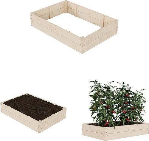 QLS Hochbeet 120x80 cm aus Holz zum Bepflanzen von Gemüse Kräutern Garten 11167