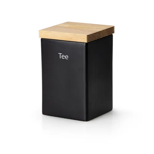 Continenta Teedose aus Holz und Keramik
