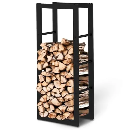 holz4home® Kaminholzregal aus Metall Schwarz 100x25x40 cm
