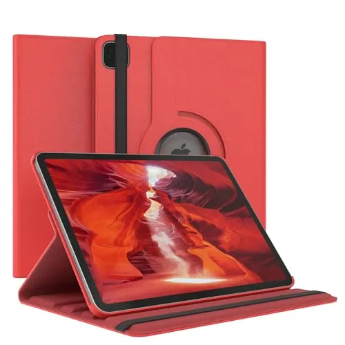 EAZY CASE - Tablet Hülle für iPad Pro 11 2022/2021 4./3. Gen. Schutzhülle 11 Zoll Smart Cover Tablet Case Rotationcase zum Aufstellen Klapphülle 360° drehbar mit Standfunktion Tasche Kunstleder Rot