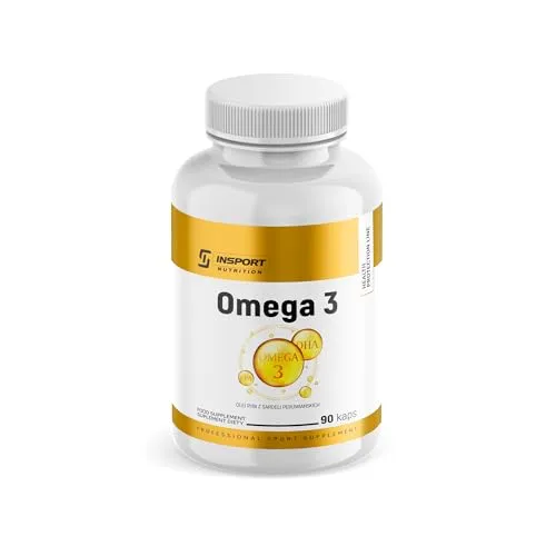 Omega 3 Fischöl 1000 mg – 90 Kapseln – mit EPA & DHA sowie Vitamin E – Unterstützung für Herz, Gehirn & Abwehrkräfte – INSPORT Nutrition