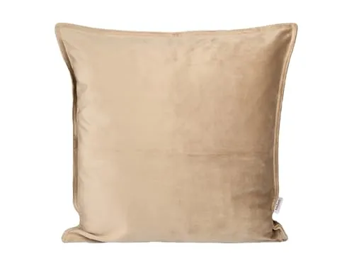 beties - Samt&Sonders-Serie - Kissenhülle ca. 40x40 cm; in braun-beige mit dekorativer Jeansnaht aus deutschem Unternehmen in hochwertiger Qualität