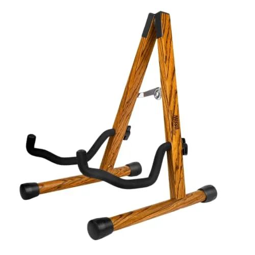 Produktbild MUSO Gitarrenständer, Akustikgitarrenständer, Holz, klassischer E-Gitarrenständer, faltbarer Bassgitarrenständer, Gitarrenzubehör auch für Bass, Violine, Ukulele (Zebra)