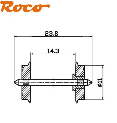 Roco H0 40182 DC Norm-Radsatz isoliert 11 mm, Achslänge 23,8 mm (1 Stück) - NEU