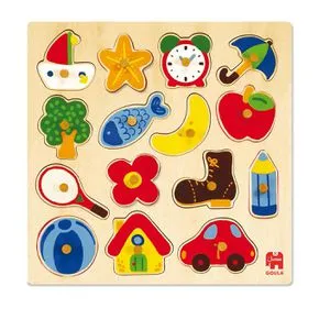 Jumbo 15tlg. Holzpuzzle in Bunt - ab 2 Jahren - Holzspielzeug für Kinder ab 2 Jahren, fördert Feinmotorik und Konzentration mit 15 bunten, stabilen Holzteilen.