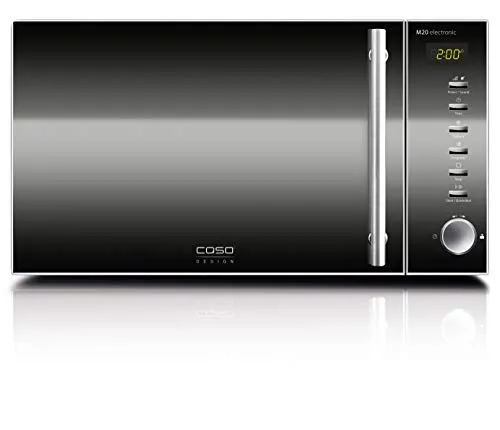 Caso Design CASO M 20 electronic Mikrowelle - Mikrowelle Solo mit 800 Watt, Edelstahlgehäuse und 20 Litern Garraum, ideal für schonendes Erhitzen und Auftauen dank 5 Leistungsstufen und 8 Kochprogrammen.