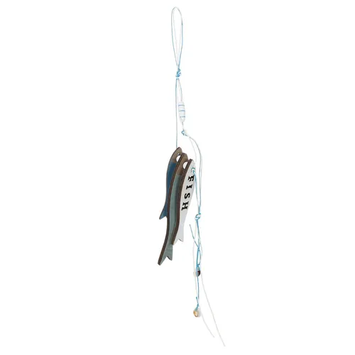 Holzhänger Fische Blau 36cm 4er Set Deko Maritim Muscheln Fensterdeko, 4 Stück