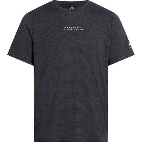 McKINLEY Herren Shirt He.-T-Shirt Lele IV M - Nachhaltiges Outdoor-T-Shirt aus 100 % recyceltem Polyester. Atmungsaktiv und schnelltrocknend, bietet es hohen Tragekomfort für aktive Tage in der Natur. Mit stylischem Druck und klassischem Rundhalsausschnitt.