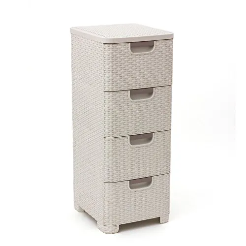 CURVER Regal mit 4 Schubladen - Schlafzimmermöbel, elegantes und beständiges Regal aus Polypropylen mit 4 praktischen Schubladen für optimalen Stauraum.