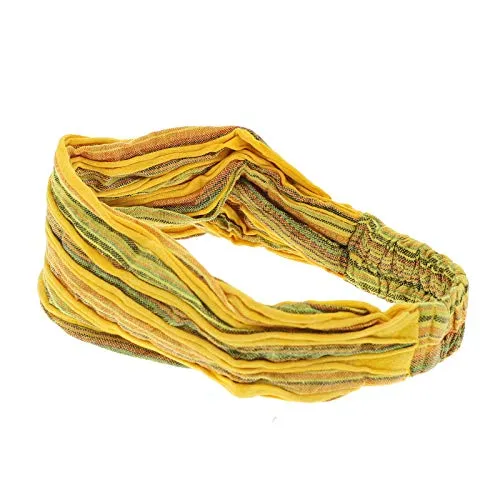KUNST UND MAGIE Unisex Hippie Stonewashed Batik Kopfband Stirnband Goa Yoga, Farbe:Gelb