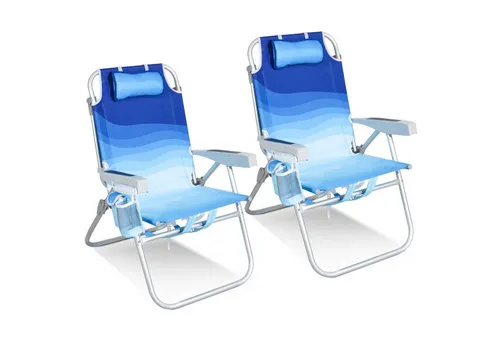 HOMECALL Klappstuhl Strandstuhl mit Kühltasche und 5-fach verstellbarer Rückenlehne - Praktischer Klappstuhl für den Garten oder Strand, mit stabilem Aluminiumrahmen und verstellbarer Rückenlehne. Inklusive großer Kühltasche und Aufbewahrungstasche für optimalen Komfort.