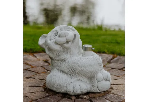 gartendekoparadies.de Gartenfigur Schirmständer Motiv Bär, Steingus, 62 kg für Schirme Rohre bis Ø 5 cm, Frostsicher