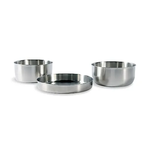 Tatonka Multi Pot Set - 3-teiliges Camping-Kochgeschirr aus Edelstahl - Topf- & Pfannensets fürs Camping, robust und vielseitig: Pfanne als Deckel und Teller verwendbar, ideal für Outdoor-Aktivitäten.