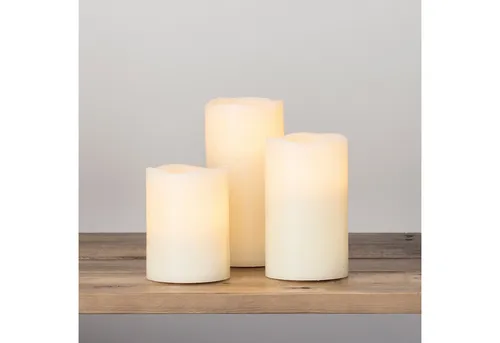 Lights4fun LED-Kerze 3er Set Wachs LED Kerzen Echtwachs