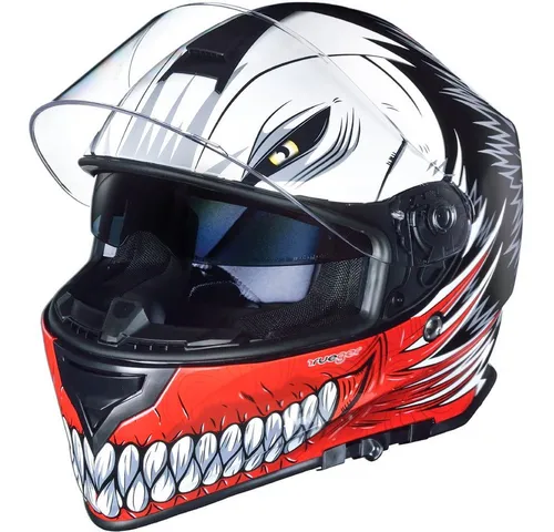 rueger-helmets Motorradhelm Kind Integralhelm mit Sonnenvisier - Rot XL (61-62) - Sicherer Integralhelm für Kinder in der Größe XL (61-62), ausgestattet mit einem praktischen Sonnenvisier. Ideal für den täglichen Einsatz beim Motorradfahren.