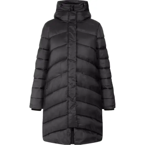 Didriksons Women's Marion Parka - Warmer Mantel in Grau/Schwarz - Funktionsjacke für Frauen, isolierend und bequem, ideal zum Wandern und Trekking; ausgestattet mit Kapuze und 2-Wege Front-RV.