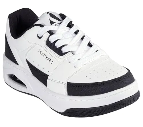 Skechers Damen UNO Court Courted Style Sneaker, weiß, 40 EU - Damen-Sneaker im Tennis-Style mit stoßdämpfender Zwischensohle und flexibler Laufsohle für optimalen Komfort und Unterstützung.