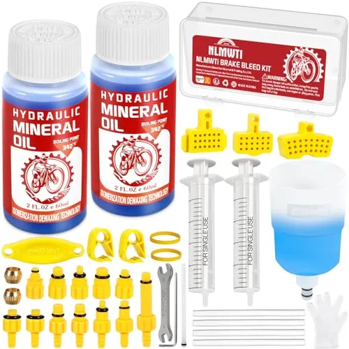 NLMWTI 36 Stück Bremsenentlüftungsgerät, Entlüftungsset für Shimano TEKTRO MAGURA Scheibenbremsen, 120ml Entlüftungskit Enthält Hochleistungs-Mineralbremsflüssigkeit