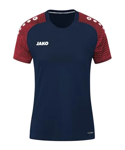JAKO Damen Shirt Performance - T-Shirts aus 100% recyceltem Polyester, atmungsaktiv und schnelltrocknend mit dynamischen Jacquard-Ärmeln – ideal für sportliche Aktivitäten.