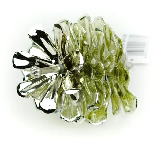 Gasper Weihnachtsdeko Kiefernzapfen mit Clip metallic Champagner 10 cm