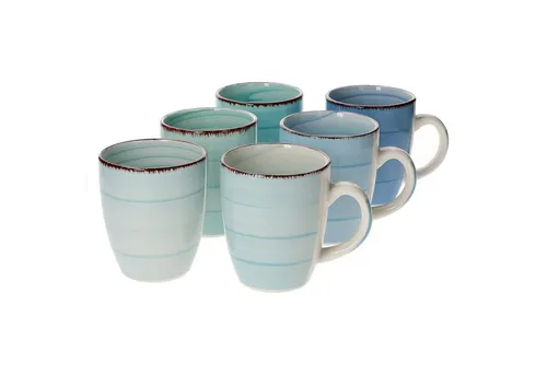 MamboCat 6-tlg. Kaffeebecherset Blue - Thermobehälter aus hochwertigem Steingut, ideal für stilvolle Kaffeepausen mit Freunden und Familie.