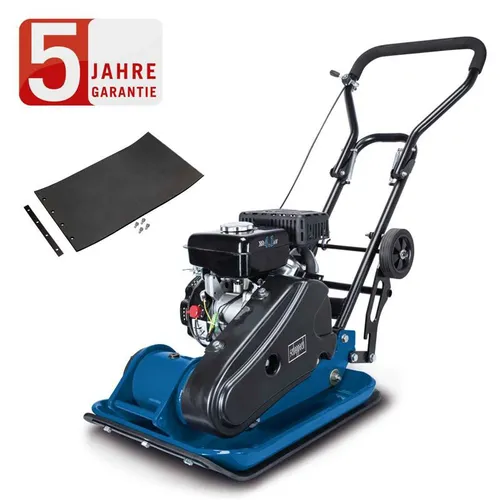 Scheppach Rüttelplatte HP 1900 S - inkl. Gummimatte und Fahrwerk, leistungsstark für effektives Verdichten von Boden und Asphalt