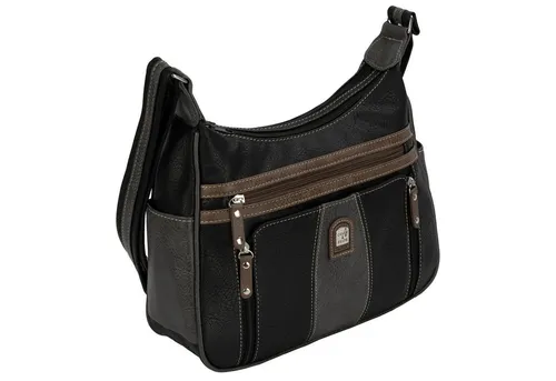 EAAKIE Umhängetasche Damen - Stilvolle Schultertasche in Schwarz-Grau - Umhängetasche aus Kunstleder mit geräumigem Hauptfach und Reißverschluss, ideal für den Alltag. Praktisches Design mit mehreren Fächern für Handy und Geldbörse.