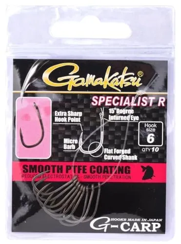Gamakatsu Specialist R Hook - 10 Karpfenhaken für Pop Up Montage & D-Rig, Angelhaken zum Karpfenangeln, Haken für Karpfen, Größe:2