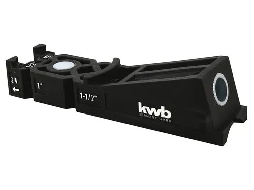 KWB Bohrschablone 758600, 5-teilig - Zubehör für Elektrowerkzeug, ideal für präzise Bohrungen in Möbelbau und Reparaturen, inklusive Holzbohrer und Tiefenstopp für stabile Eckverbindungen.