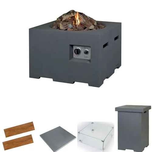 Happy Cocooning Mania Feuertisch 12 kW quadratisch 60x60x40 cm - Vielseitiger Feuertisch aus Edelstahl, ideal für gemütliche Abende im Freien. Nutzen Sie die Wärme und Atmosphäre für unvergessliche Momente.