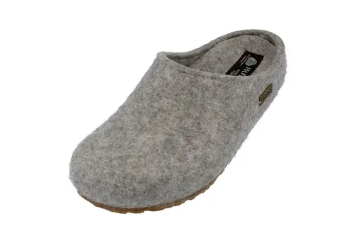 Haflinger Michl Filzclog aus reinem Wollfilz in grau (36 EU) - Bequemer Hausschuh aus hochwertigem Wollfilz mit Wechselfußbett für individuellen Komfort. Ideal für entspannte Stunden zuhause.