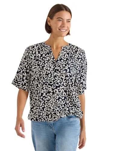 Cecil Damen Bluse mit Split Neck und Leo-Muster von CECIL