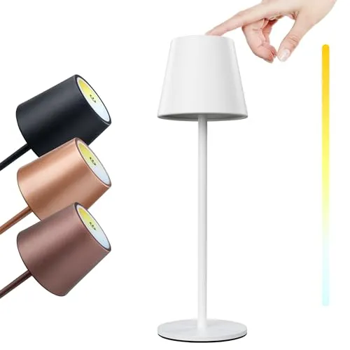 LED Akku Tischlampe TOUCH 36 cm - Dimmbar & Farbtemperatur einstellbar - Tischlampen für drinnen und draußen, sorgt für eine angenehme Atmosphäre mit stufenlos dimmbarem Licht und anpassbarer Farbtemperatur. Ideal für Garten, Esstisch oder Schlafzimmer.