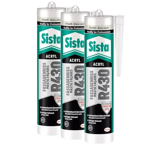 Sista R430 Fassaden-Rissdichter - 3x 300ml - Dicht- & Spachtelmassen, wasserdicht und ideal zur Reparatur von Putz- und Mauerwerksrissen für langlebigen Schutz.