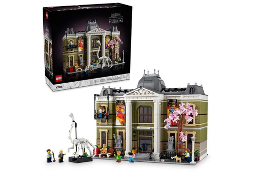 LEGO Icons 10326 Naturkundemuseum Bauset für Erwachsene - Bauspielzeugset für Erwachsene – Entdecken Sie die Welt der Wissenschaft und Geologie mit diesem kreativen Modellbauprojekt, das Oberlichter und ein beeindruckendes Brachiosaurus-Skelett bietet.