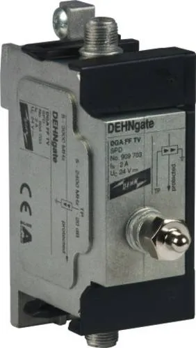 Dehn 909703 gate Überspannungs-Ableiter - Leistungsschalter für SAT- und BK-Anlagen, fernspeisetauglich und platzsparend, ideal für TV-Anwendungen mit integriertem Messausgang zur Anlagenüberprüfung.