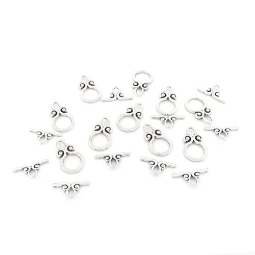 Knebelverschlüsse 20 mm in antik silberfarben 10 Stück