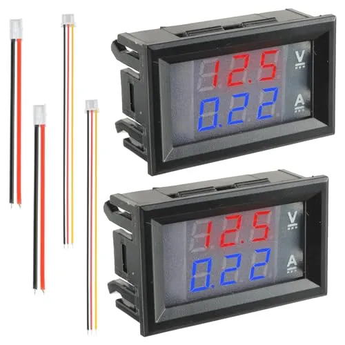 JAMHER 2 Stück 10A DC 0-100V LED Digital Voltmeter Amperemeter