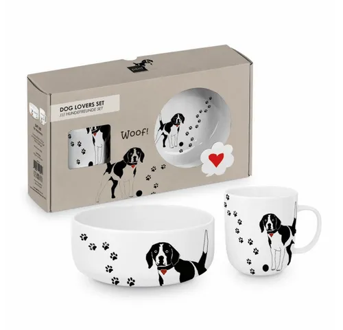 PPD Tasse Atelier Chiens Dog Set, 2-tlg. aus New Bone China - Tassen & Geschirr für Hundeliebhaber! Das 2-teilige Set aus Futternapf und Tasse ist spülmaschinen- und mikrowellengeeignet und perfekt als Geschenk.