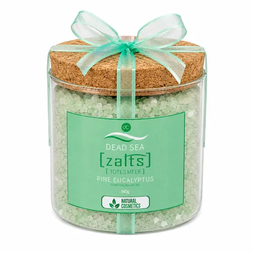 Badesalz Fichtennadel & Eukalyptus 540 g ätherische Öle im Glas mit Korkdeckel