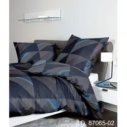 Janine Design Mako-Satin Bettwäsche-Garnitur J.D. 87065 - Nachtschattenblau 155x220cm - Bettwäsche in modernem Streifendessin aus 100% Mako-Baumwolle. Pflegeleicht, atmungsaktiv und mit hochwertigem Reißverschluss für maximalen Schlafkomfort. Ideal für erholsame Nächte!