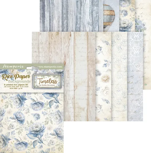Stamperia Motiv Strohseide Timeless Backgrounds DIN A6 8er Set DIY