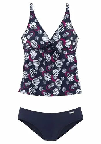 Lascana Damen Bügel-Tankini - Tankini Sets für Damen, figurfreundliche A-Form mit regulierbarem Unterbrustbereich und verstellbaren Trägern für perfekten Sitz und Komfort.