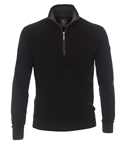 Redmond Troyer Uni 90 schwarz M - Pullover für Herren, klassisches Design mit Stehkragen und Reißverschluss, aus reiner Baumwolle für hohen Tragekomfort.
