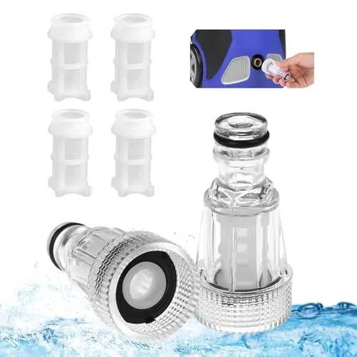 HJIAMA 2 Stück Wasserfilter outdoor, mit Filterzubehör, Wasserschlauch 3/4 zoll, Wasserfilter hausanschluss, Gartenschlauch Filter, Filterrohr für Hochdruckreiniger-Anschluss, Gartenpumpe, Wohnmobil