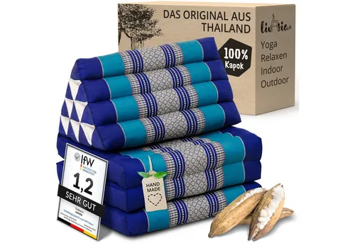 livasia Sitzsack Thaikissen 3 Auflagen (Classic) vegan und handgefertigt, 175x50x8cm, Kapok