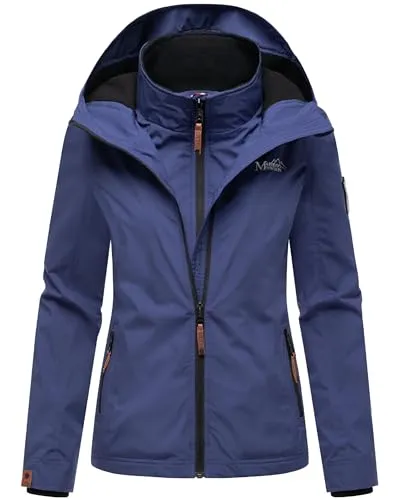 MARIKOO Damen Übergangsjacke mit Fleece-Innenfutter - Funktionsjacke mit kuscheligem Fleece-Innenfutter und großer Kapuze, ideal für die Übergangszeit und sportliche Aktivitäten. Wasserabweisend und leicht tailliert für optimalen Tragekomfort.